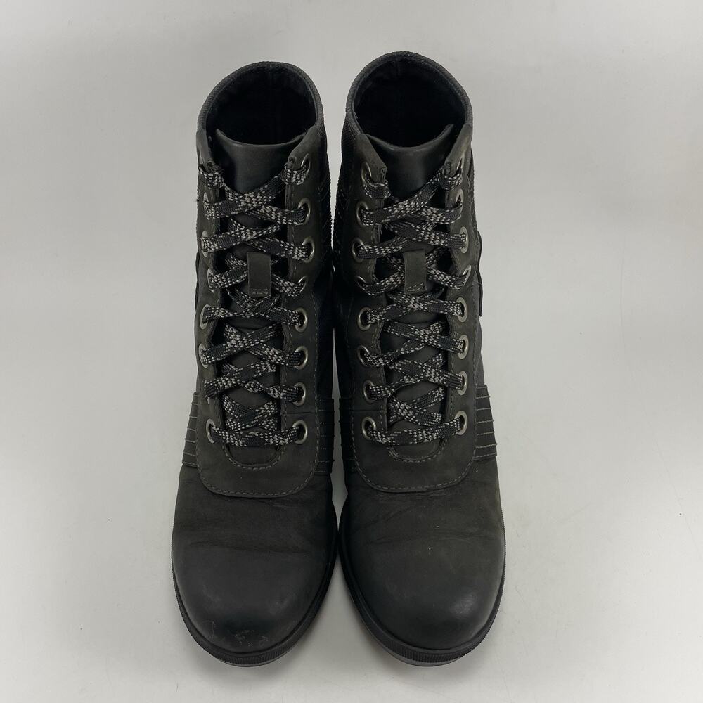 Sorel Lexie Wedge Womens Size 7 Black Leather Waterproof Lace Up Ankle Boots - Picture 12 of 13